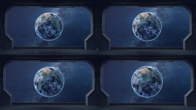 从宇宙飞船中的视角看地球，3d渲染。