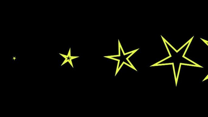 一些黄色星星从左到右的运动