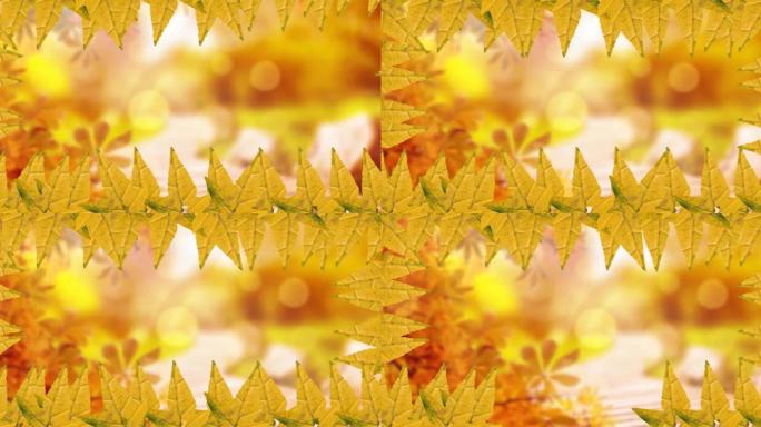 秋林背景上的秋叶帧动画