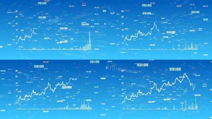 4k增长财务图表、商业数据趋势图、数字墙、互联网技术