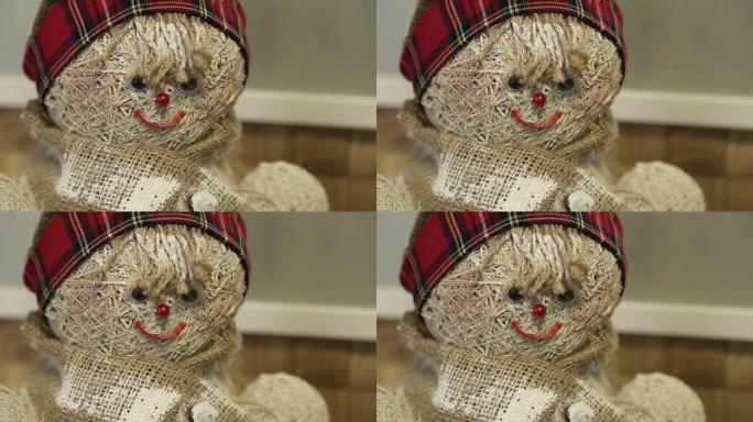 针织雪人圣诞玩具雪人圣诞心情的笑脸