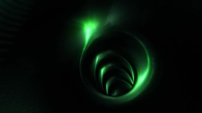 摘要飞线运动和照明深绿色矩阵光在隧道中的未来效应。未来派霓虹灯背景，紫外线发光线，激光射线，光速。4