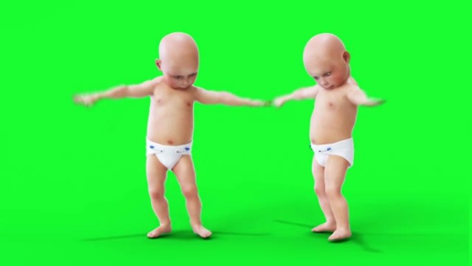 有趣的跳舞宝贝。绿屏4k动画。