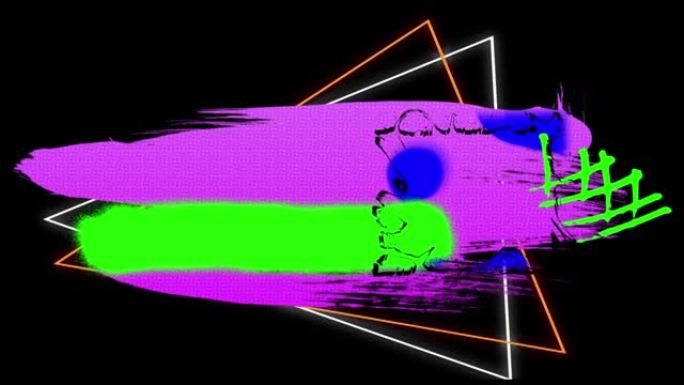 黑色背景上彩色几何图形的动画