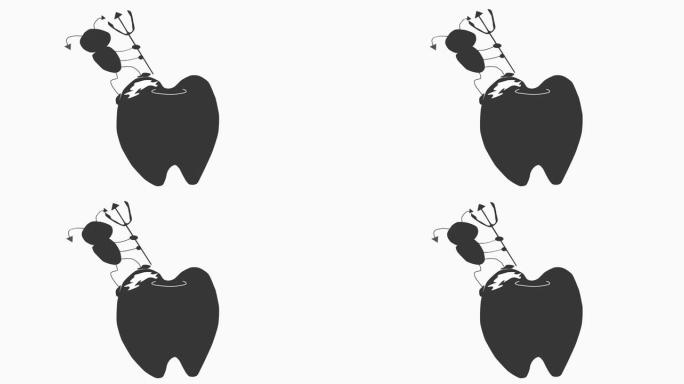 制造蛀牙的细菌的轮廓和插图
