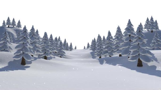 白色背景上的树木积雪的动画
