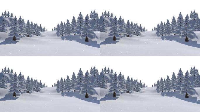 白色背景上的树木积雪的动画