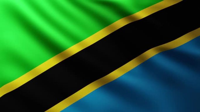 坦桑尼亚国旗全屏背景在风中飘扬