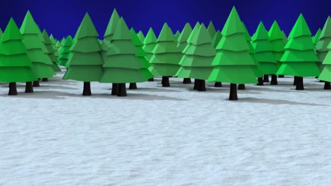 冬季景观上的多棵树图标在蓝色背景下爆发