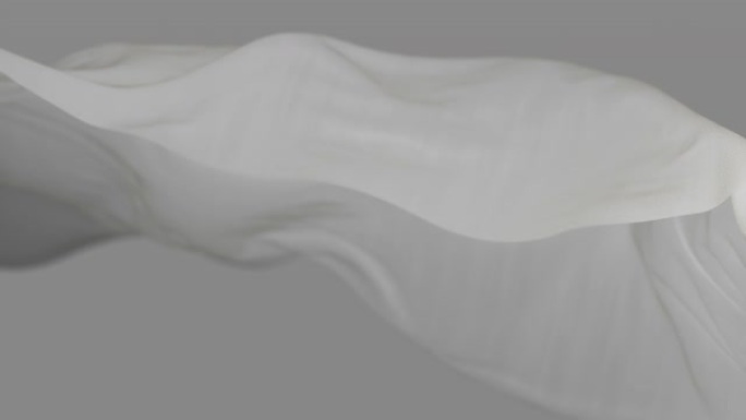 4k白色波浪形丝织物在风，无缝挥舞旗布环背景。