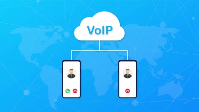 VoIP技术，IP语音。互联网呼叫横幅。运动图形