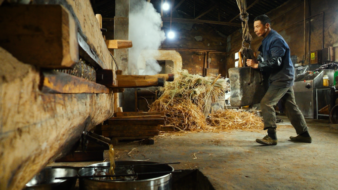 传统木榨油工艺木榨油坊榨油全过程