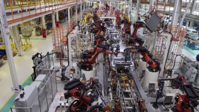 现代车辆制造厂，机器人焊接线