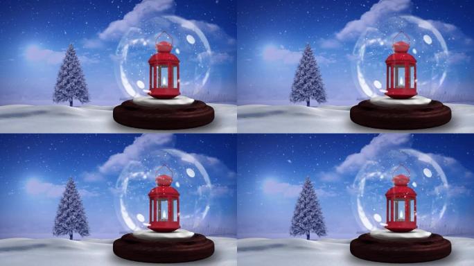 冬季景观上的雪球动画