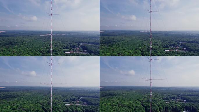 城市景观中最高的电视塔的鸟瞰图