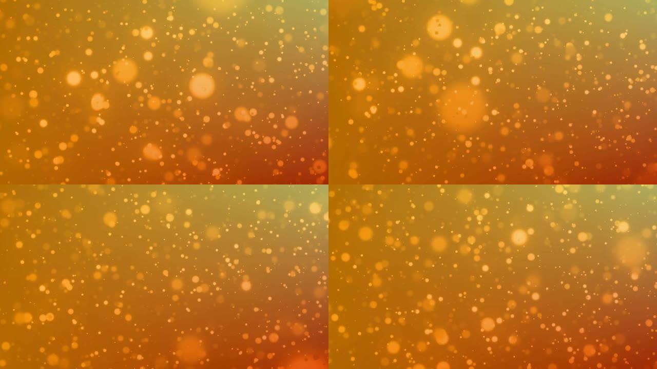 橙色背景上发光的橙色粒子的动画