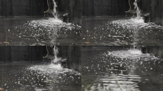 水被收集在建筑工地的工业水箱中