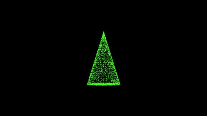 新年，圣诞树从动画的圆点，粒子的圆圈松树绿色。混合模式