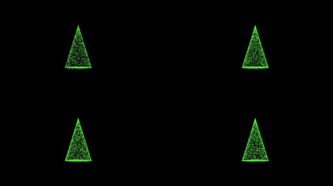 新年，圣诞树从动画的圆点，粒子的圆圈松树绿色。混合模式