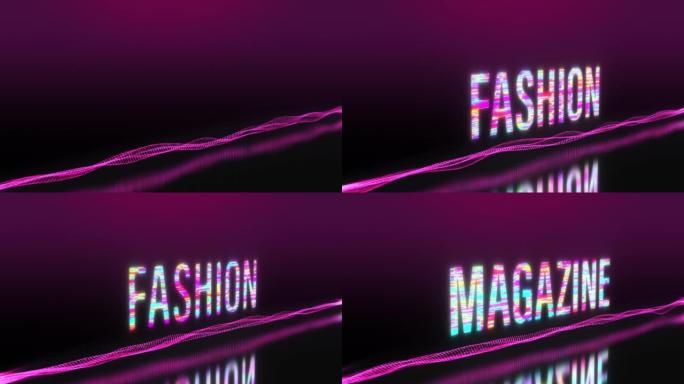 美容时尚杂志3D动画彩色文字闪烁灯光动画循环带数字效果背景4k 3d无缝循环美容时尚杂志闪光效果元素