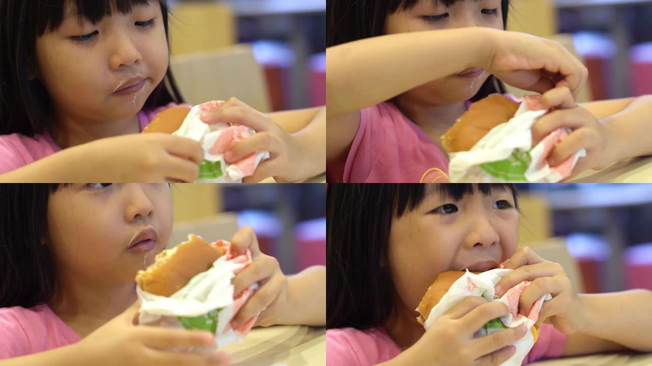 中国小女孩吃汉堡