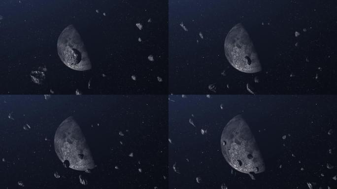 小行星流星飞向月球