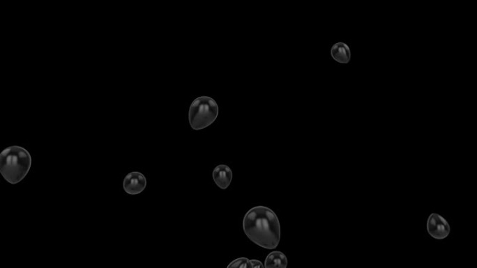 飞行黑色气球和黑色和白色条纹背景的动画