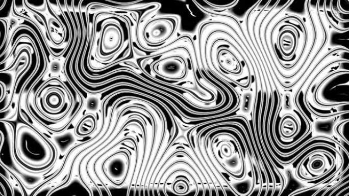 抽象背景4k循环黑白线条光线波动流动