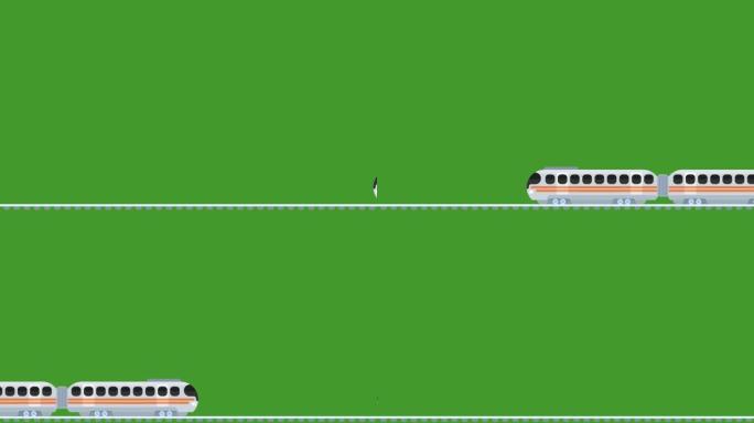 电动火车在铁轨上行驶。动画视频