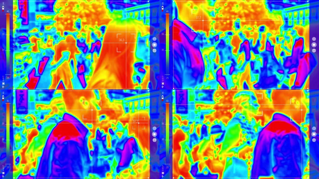 人群中的红外热扫描。