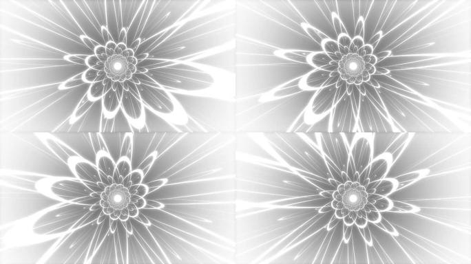 环形螺旋无限隧道动画。单色抽象原子风格化背景