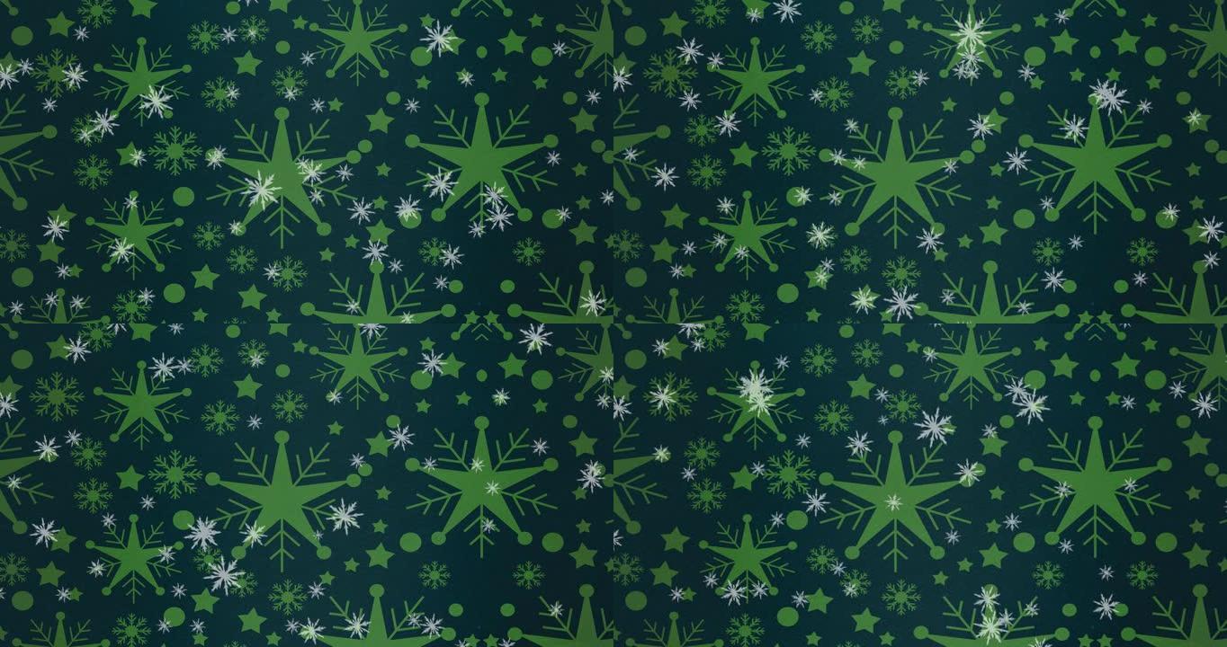 圣诞雪花落在深蓝色背景上的动画与snoflake沙星