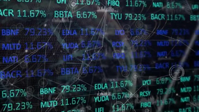 股票市场屏幕上的网络连接财务数据的动画