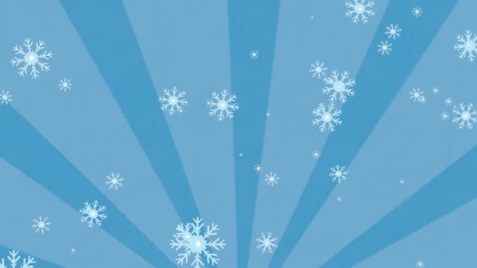 淡蓝色背景上飘落圣诞雪花的动画