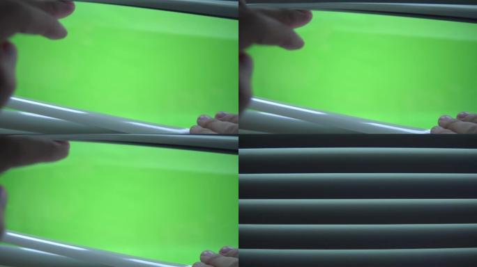 4k。手打开jalousie。绿屏