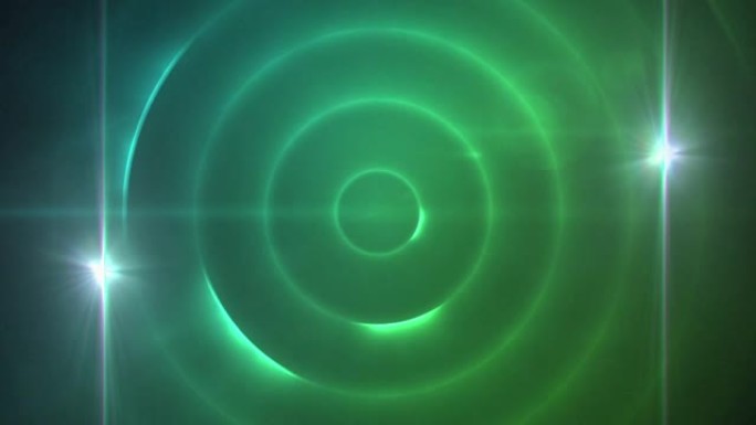 黑色背景上的两个光点与绿色螺旋光迹的数字动画