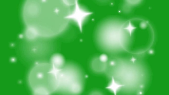闪烁的星星和bokeh点亮绿色屏幕运动图形