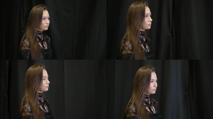 韩国模特走在时尚t台讲台上。亚洲东方时尚污秽跑道