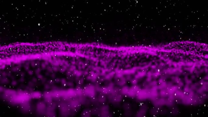 雪落在紫色发光网格上的动画