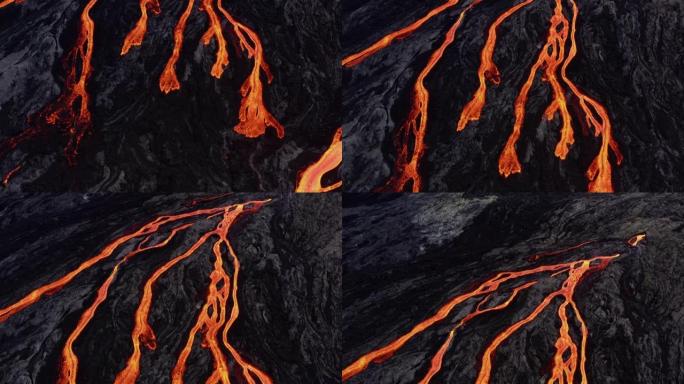 从火山流出的岩浆和熔岩河