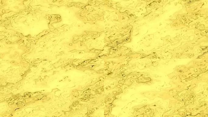 波浪状的金色背景，具有平滑、抽象的渐变。全息金流体运动背景。流体。