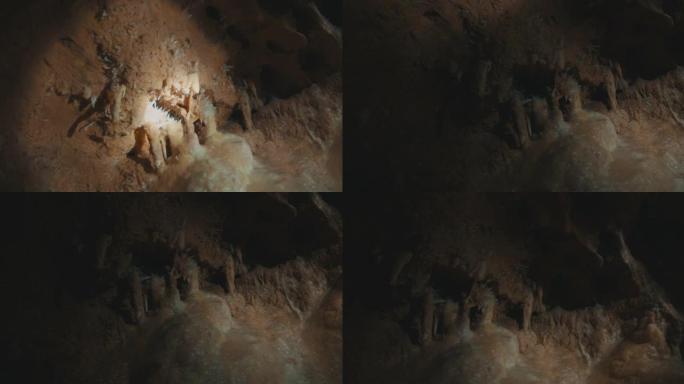 洞穴中的钟乳石和方解石