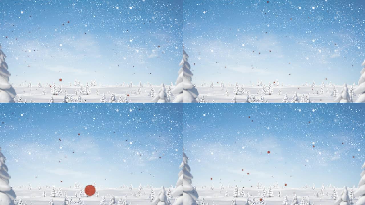 冬季景观上掉落的红点动画