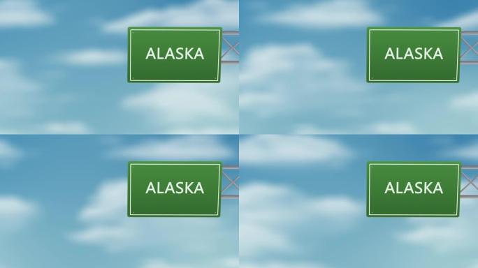 阿拉斯加城市道路标志在多云的天空-Stok视频