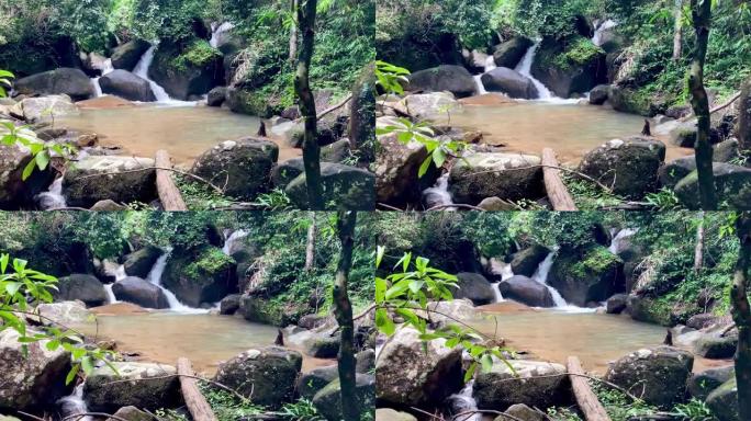 雨林中的瀑布森林海氧吧瀑布溪流水