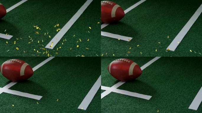 五彩纸屑掉落美式足球的动画