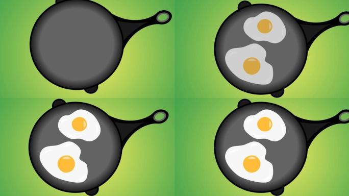 在绿色背景上尝试pan的鸡蛋动画