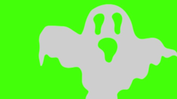 幽灵动画，绿屏色键上的平面设计，万圣节图形元素
