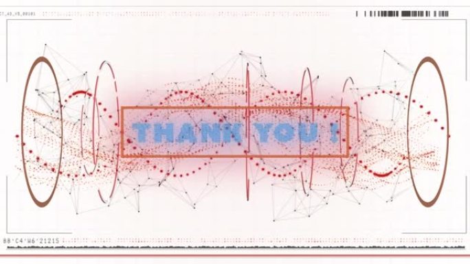 数字接口和连接网络上的感谢文本动画