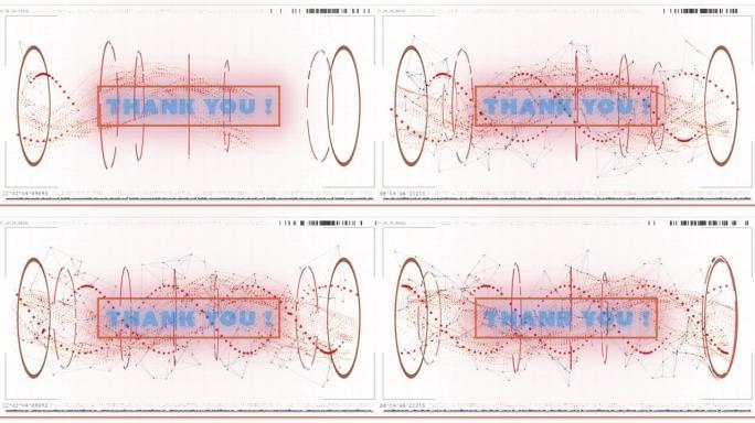 数字接口和连接网络上的感谢文本动画